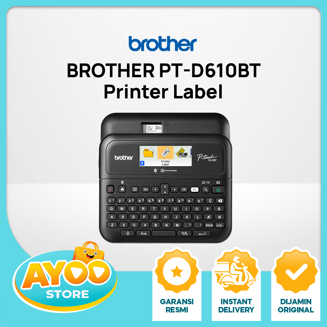 BROTHER Printer Label PT-D610BT Desktop Bluetooth Wireless Connection and PC Connectable Label Printer with Colour LCD display